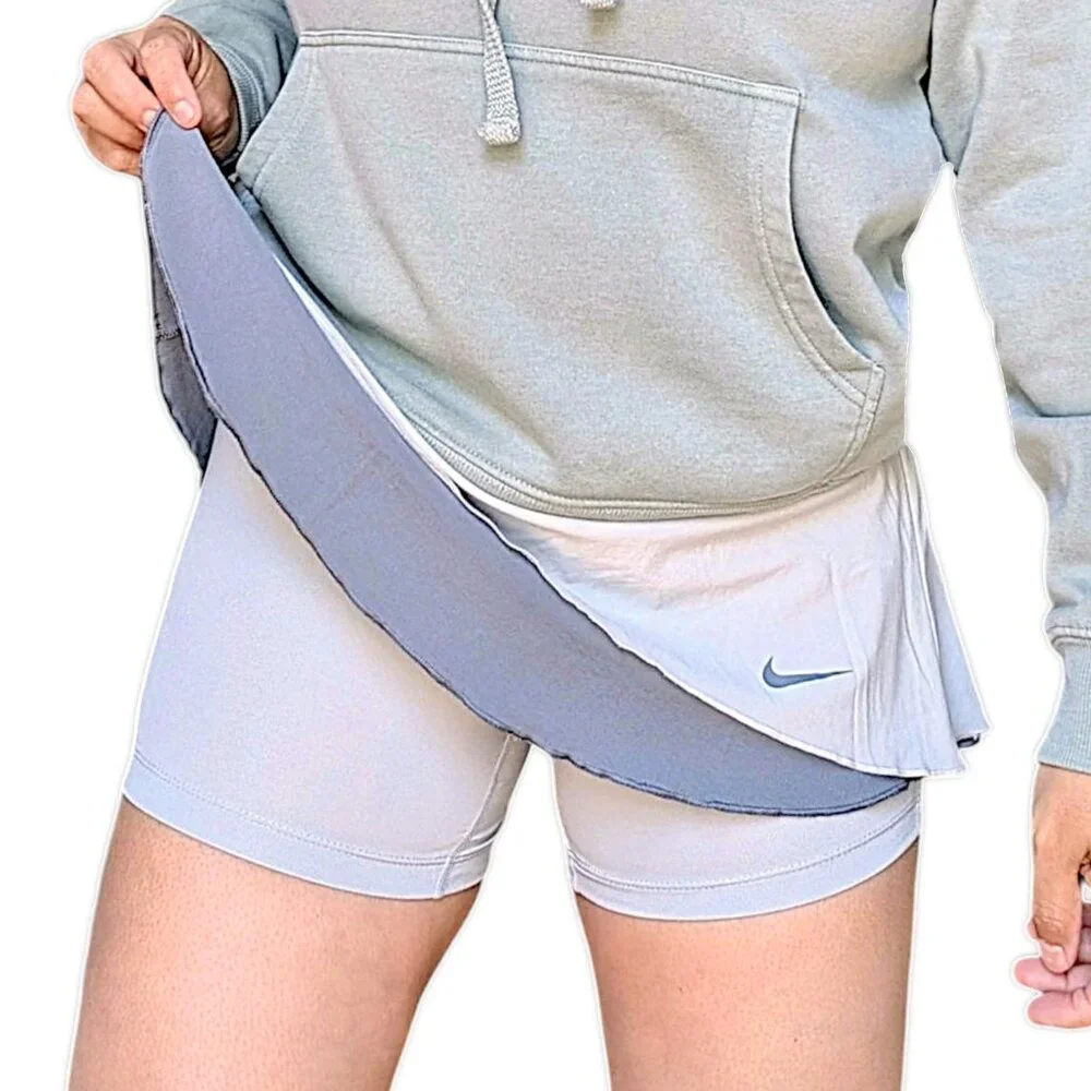 Nike women's dri fit grey two tone layered flouncy woven high rise skort size S